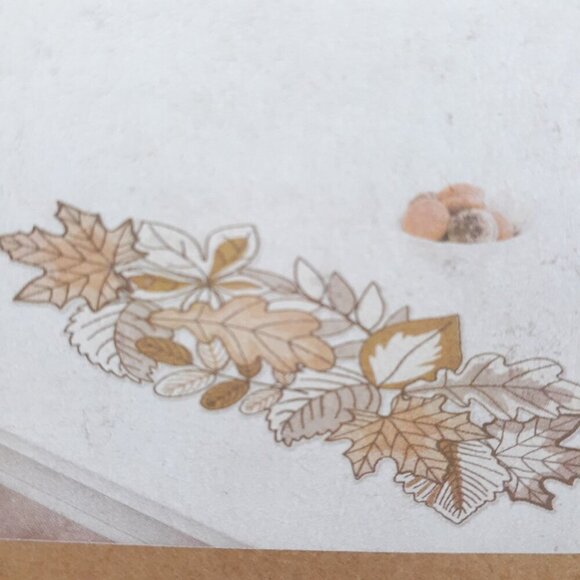 Fall Table Runner 14x36 Leaves Cutout Embroidered Neutral - Picture 3 of 3
